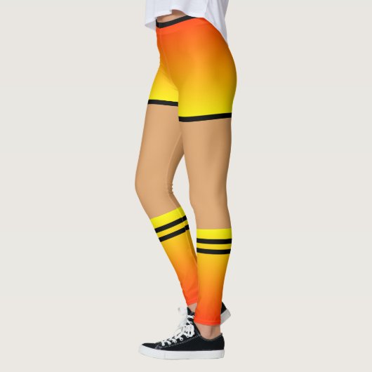 Geel Sinaasappel Faux Shorts en Sokken Sport Leggi Leggings (Links)