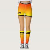 Geel Sinaasappel Faux Shorts en Sokken Sport Leggi Leggings (Voorkant)