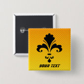 Geel Sinaasappel Fleur de lis Vierkante Button 5,1 Cm (Voorkant /achterkant)