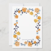 Geel Sinaasappel Floral Baby shower Invite Girl Kaart (Achterkant)