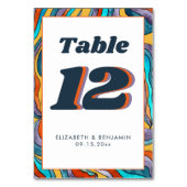 Geel Sinaasappel Golvende Moderne Retro Groovy Bru Kaart (Voorkant)