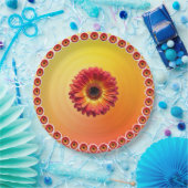 Geel Sinaasappel Gradiënt Rood Gerbera madeliefjes Papieren Bordje (Feest)