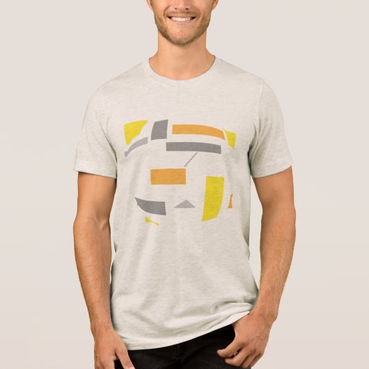 Geel Sinaasappel Grijs Ovaal Geometrische Vormen A Tri-Blend Shirt (Voorkant)