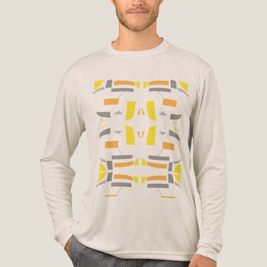 Geel Sinaasappel Grijs Symmetrische Southwest Art Tri-Blend Shirt (Voorkant volledig)
