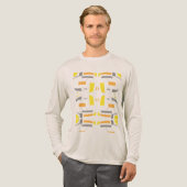 Geel Sinaasappel Grijs Symmetrische Southwest Art Tri-Blend Shirt (Voorkant)