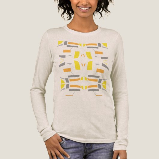 Geel Sinaasappel Grijs Symmetrische Southwest Art  Tri-Blend Shirt (Voorkant)