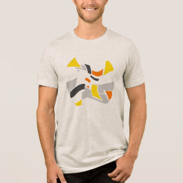 Geel Sinaasappel Grijs Zwart Geometrische Vormen O Tri-Blend Shirt