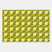 Geel Sinaasappel Groen Bloemen Artisan Haakprint Inpakpapier Vel (Voorkant)