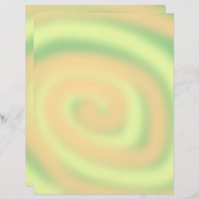 Geel Sinaasappel Groen Plak Swirl Scrapbook Papier (Voorkant / Achterkant)