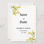 Geel sinaasappel groene lentefloemen Save the Date Kaart (Voorkant)