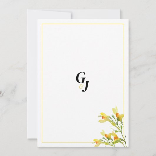 Geel sinaasappel groene lentefloemen Save the Date Kaart (Achterkant)