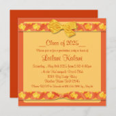 Geel sinaasappel hibiscus graduatie uitnodigingen (Voorkant / Achterkant)