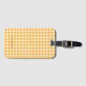 Geel Sinaasappel Ish Preppy Gingham Plaid Bagagelabel (Voorkant (horizontaal))