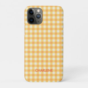 Geel Sinaasappel Ish Preppy Gingham Plaid Case-Mate iPhone Case