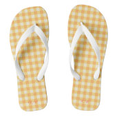 Geel Sinaasappel Ish Preppy Gingham Plaid Teenslippers (Voetbed)