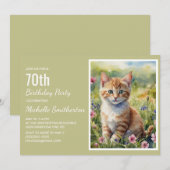 Geel Sinaasappel Kitten Cat Lover 70e Verjaardag Kaart (Voorkant / Achterkant)
