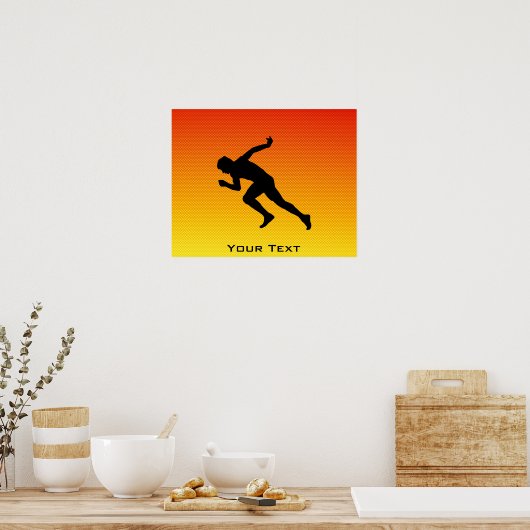 Geel Sinaasappel loopt Poster (Keuken)