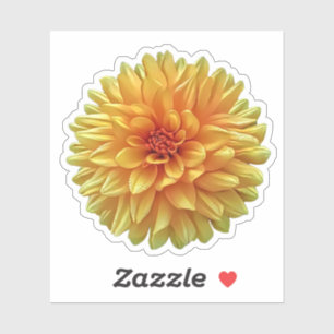 Geel Sinaasappel Ombre Dinner Bord Dahlia Flower Sticker
