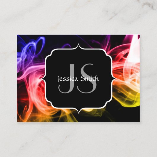 Geel Sinaasappel Paarse Abstracte Rook zwart Monog Visitekaartje (Achterkant)