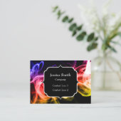 Geel Sinaasappel Paarse Abstracte Rook zwart Monog Visitekaartje (Staand voorkant)