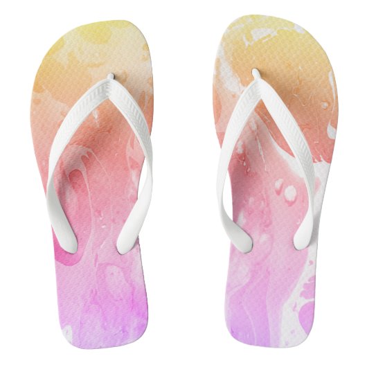 Geel Sinaasappel Paarse Moderne Sjabloon Vrouwen Teenslippers (Voetbed)