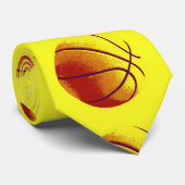 Geel Sinaasappel Pop Art Basketbal Hals Draag Stropdas (Opgerold)