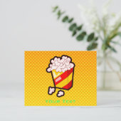 Geel Sinaasappel Popcorn Briefkaart (Staand voorkant)