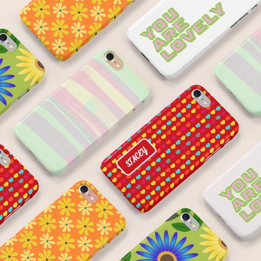 Geel Sinaasappel Retro 70s Daisies Case-Mate iPhone Case