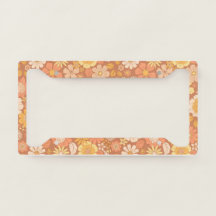 Geel Sinaasappel Retro Flowers Schattige Licentie