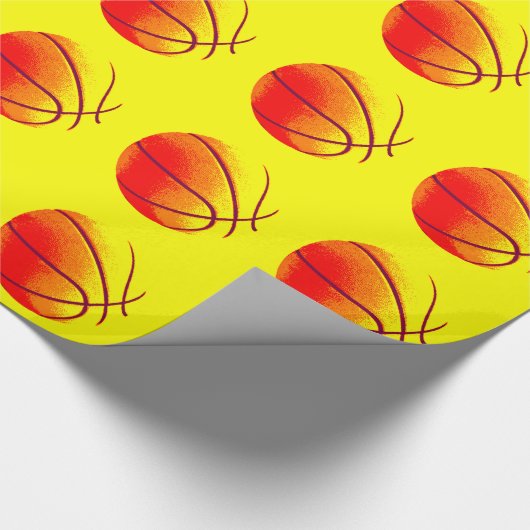 Geel Sinaasappel Rode Pop Art Basketbal Cadeaupapier (Hoek)