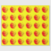 Geel Sinaasappel Rode Pop Art Basketbal Cadeaupapier (Vlak)