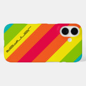 Geel Sinaasappel Roze Groen Blauw Streep, Naam, Case-Mate iPhone Case (Achterkant (horizontaal))