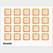 Geel Sinaasappel Roze Hippy Flower Pattern Gift La Vierkante Sticker (Vel)
