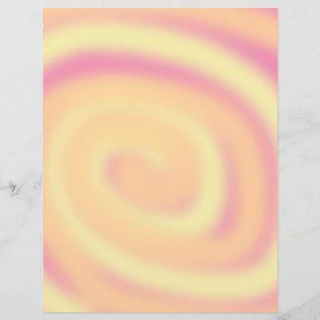 Geel Sinaasappel Roze Swirl Pastel Scrapbook Papie (Voorkant)
