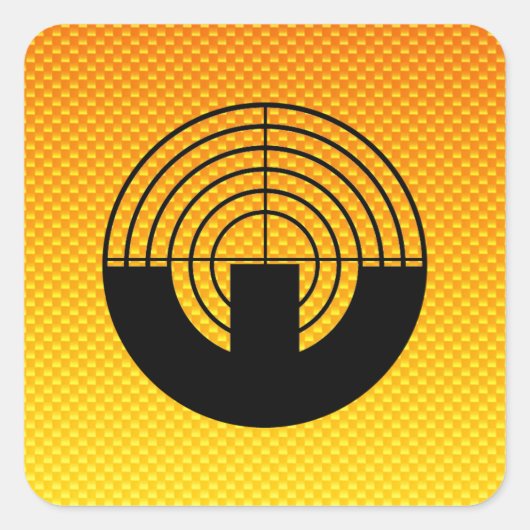 Geel Sinaasappel Sport Schieten Vierkante Sticker (Voorkant)