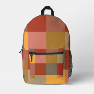 Geel Sinaasappel Tan Veelkleurige Plaid Bedrukte Rugzak