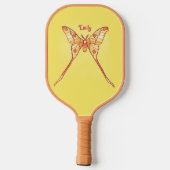 Geel Sinaasappel Vlinder Luna Moth Meisje Naam Pickleball Paddle (Achterkant)