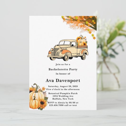 Geel Sinaasappel  Vrachtwagen Bachelorette Party Kaart (Staand voorkant)