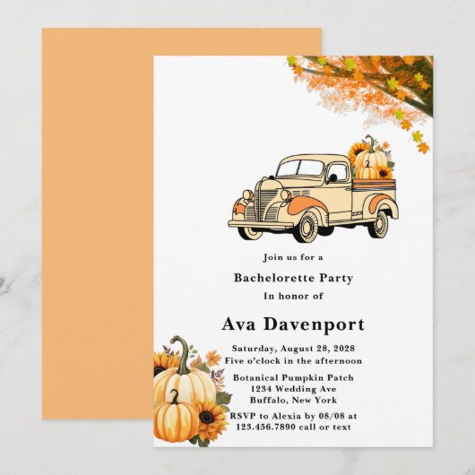 Geel Sinaasappel  Vrachtwagen Bachelorette Party Kaart (Voorkant / Achterkant)