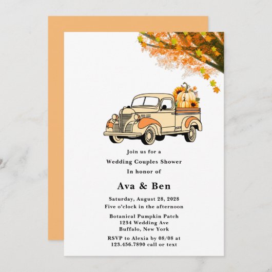 geel Sinaasappel vrachtwagen bruiloft koppels dou Kaart (Voorkant / Achterkant)