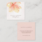 Geel sinaasappel waterverf bloemblaadjes bruiloft  vierkante visitekaartje (Voorkant / Achterkant)