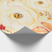 Geel Sinaasappel Waterverf Bloemen Cadeaupapier (Hoek)