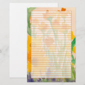 Geel Sinaasappel Waterverf Zonnebloem Boeket gevoe Briefpapier (Voorkant / Achterkant)