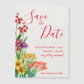 Geel Sinaasappel Wildbloemen Bruiloft Save the Dat (Voorkant)