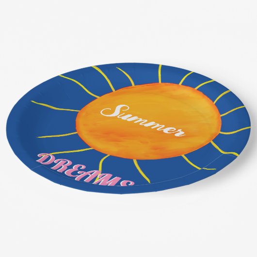 Geel Sinaasappel Zon Zomer Dromen Papieren Bordje (Gekanteld)