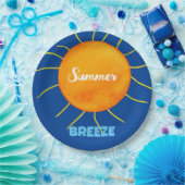 Geel Sinaasappel Zon Zomerbries Papieren Bordje (Feest)