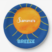 Geel Sinaasappel Zon Zomerbries Papieren Bordje (Voorkant)