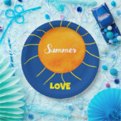 Geel Sinaasappel Zon Zomerliefde Papieren Bordje (Feest)