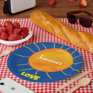 Geel Sinaasappel Zon Zomerliefde Papieren Bordje