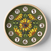 Geel Sinaasappel Zonnebloem met groen & bruin (Voorkant)